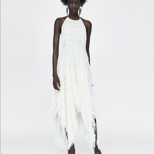 Zara halter dress with fringing